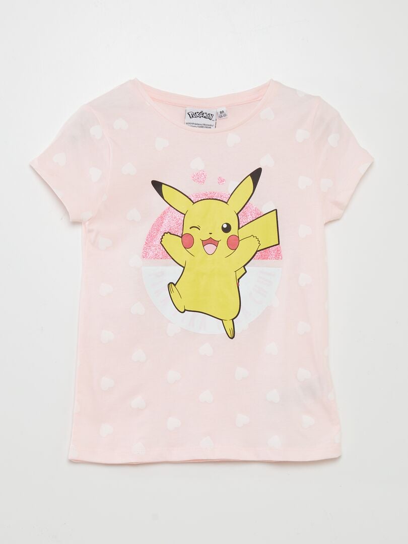 T-shirt à cœurs 'Pikachu' Rose - Kiabi