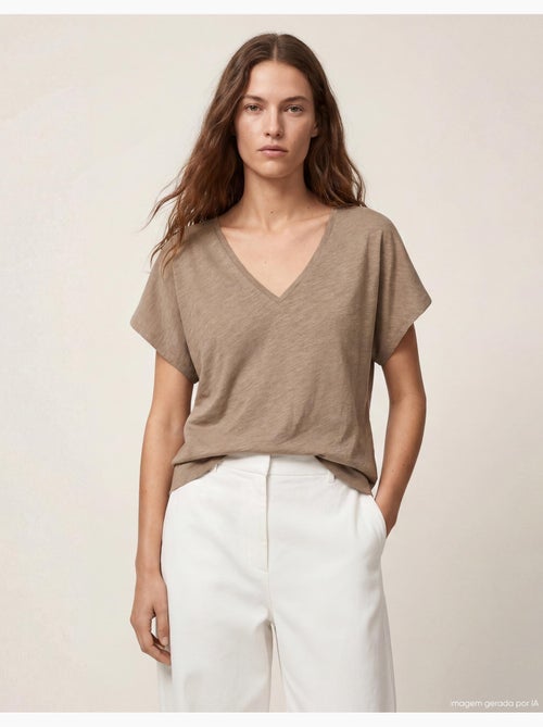 T-shirt à col en V, MO Fashion - Kiabi