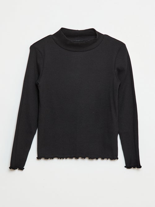 T-shirt à col montant côtelé - Kiabi