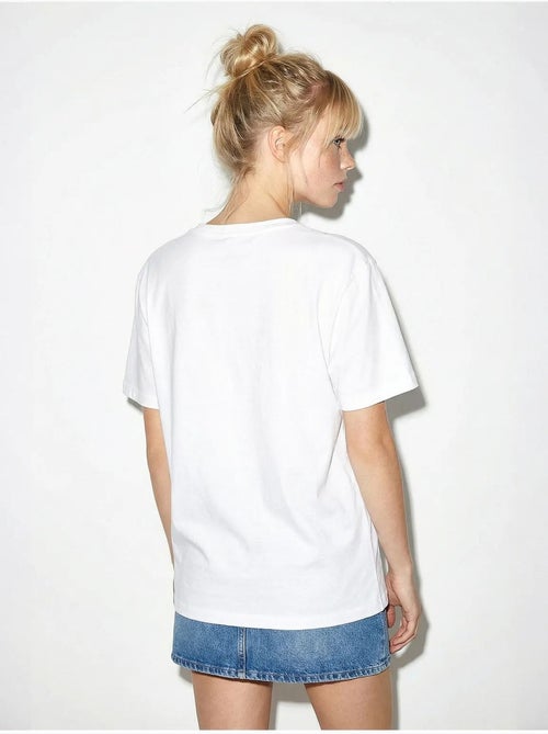 T-shirt à col rond brodé de fleurs lucci - Kiabi