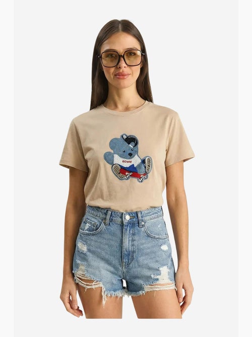 T-shirt à col rond brodé lucci - Kiabi