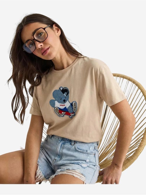 T-shirt à col rond brodé lucci - Kiabi