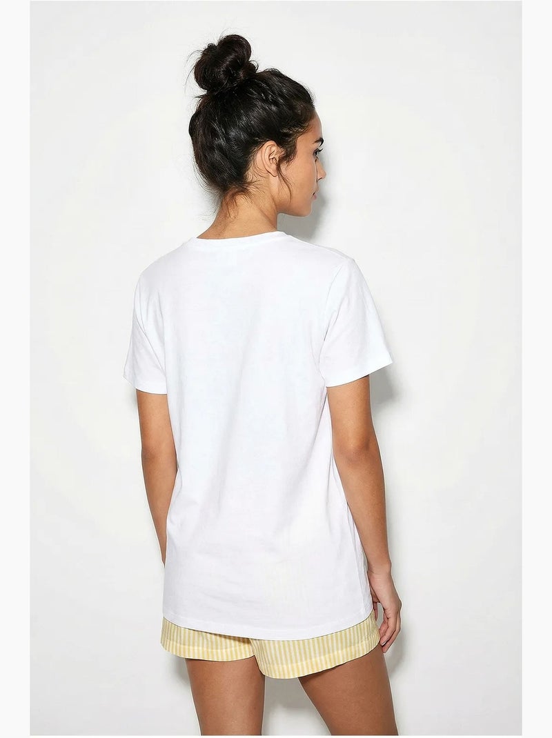 T-shirt à col rond brodé lucci Blanc - Kiabi