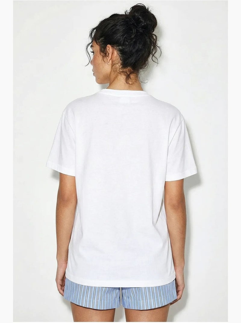 T-shirt à col rond brodé lucci Blanc - Kiabi