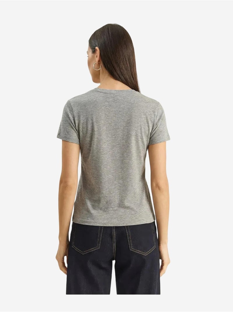 T-shirt à col rond brodé lucci Gris - Kiabi