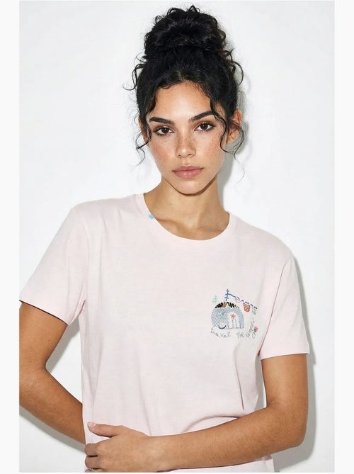 T-shirt à col rond brodé lucci - Kiabi