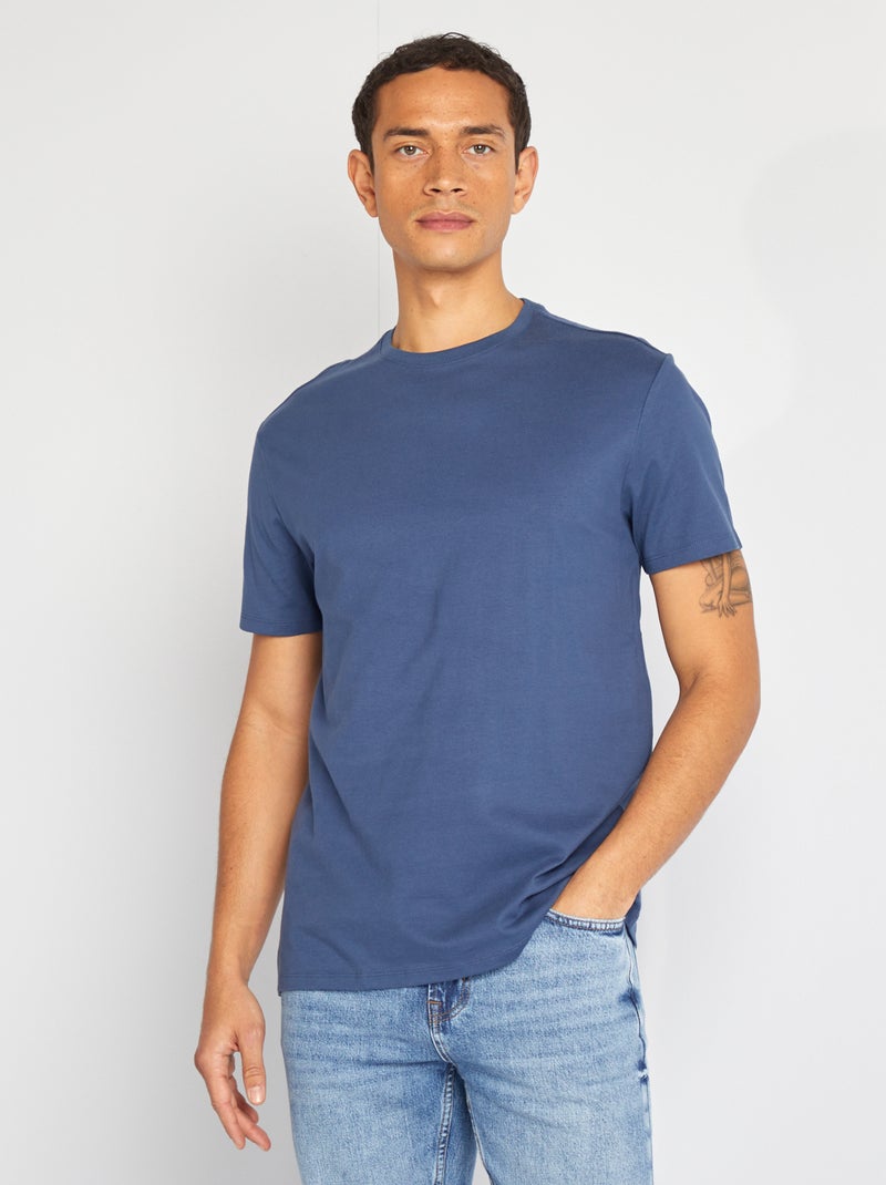 T-shirt à col rond en coton - Tough Cotton™ Bleu - Kiabi