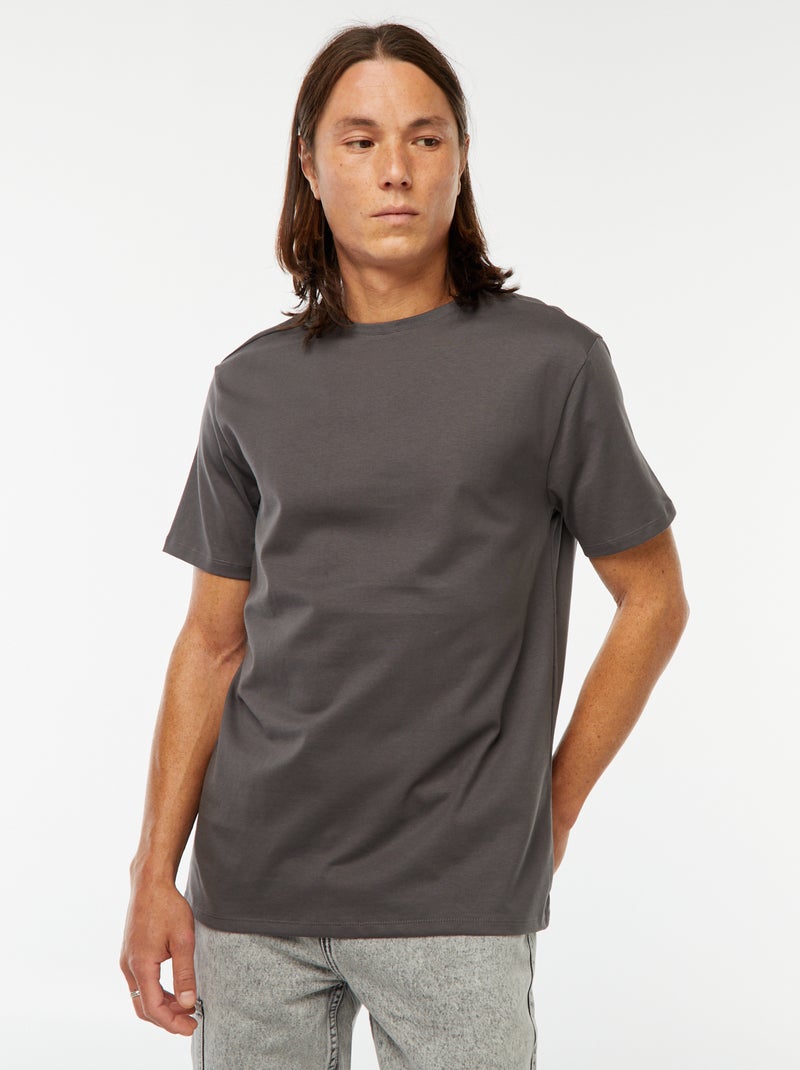 T-shirt à col rond en coton - Tough Cotton™ Gris - Kiabi