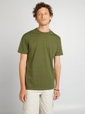 T-shirt à col rond en coton - Tough Cotton™ Kaki - Kiabi
