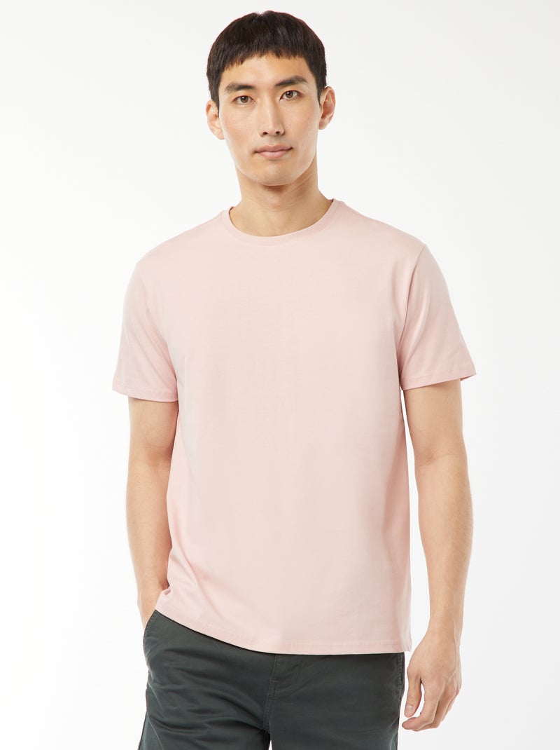 T-shirt à col rond en coton - Tough Cotton™ Rose - Kiabi