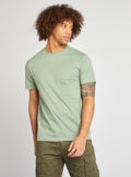 T-shirt à col rond en coton - Tough Cotton™ VERT - Kiabi