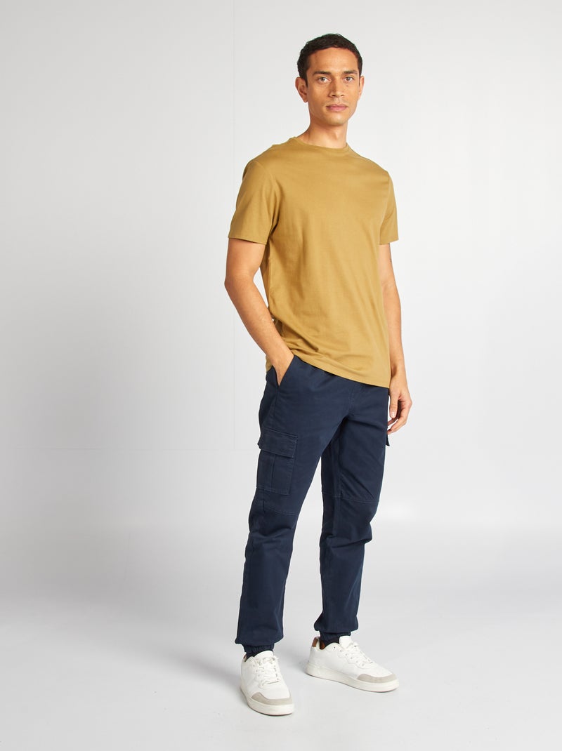 T-shirt à col rond en coton - Tough Cotton™ Vert bronze - Kiabi