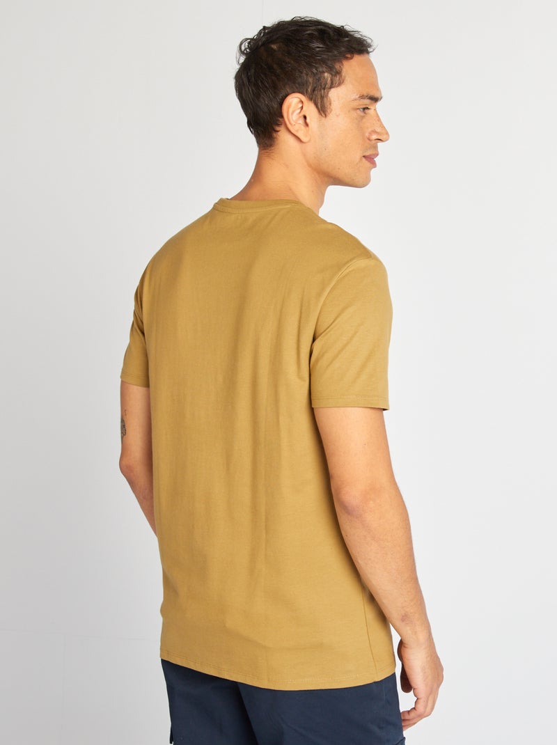 T-shirt à col rond en coton - Tough Cotton™ Vert bronze - Kiabi