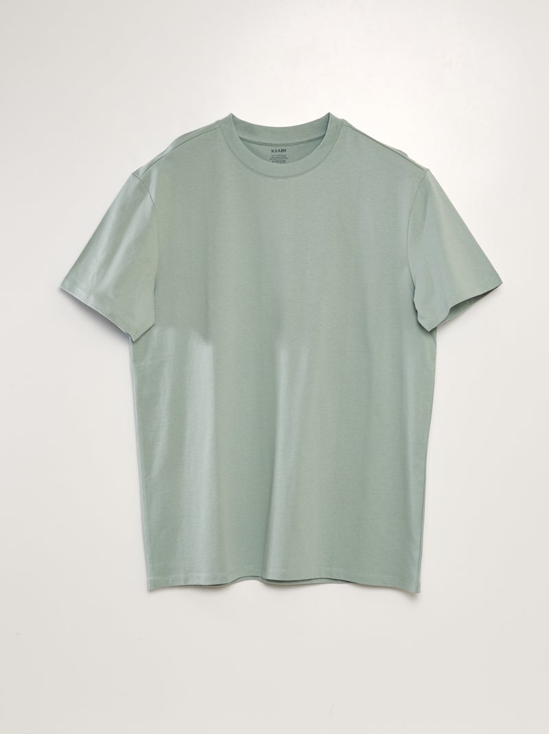 T-shirt à col rond en coton - Tough Cotton™ Vert clair - Kiabi