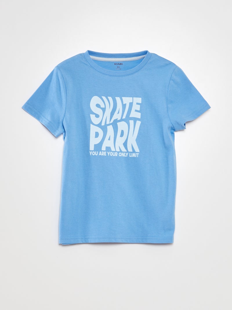 T-shirt à col rond en coton Bleu - Kiabi