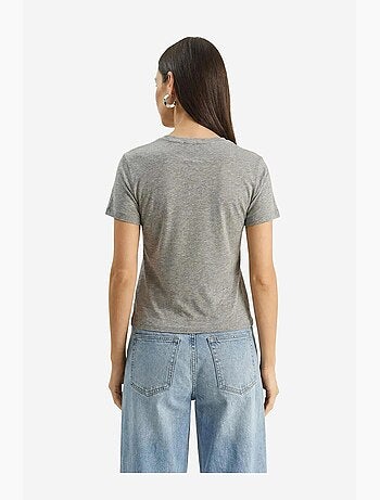 T-shirt à col rond et broderie florale lucci