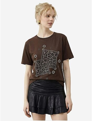 T-shirt à col rond et imprimé géométrique à sequins lucci