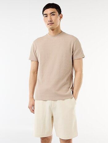 T-shirt à col rond et manches courtes en nid d'abeilles