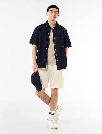 T-shirt à col rond et manches courtes en nid d'abeilles