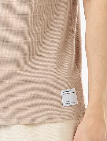 T-shirt à col rond et manches courtes en nid d'abeilles