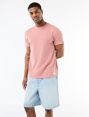 T-shirt à col rond et manches courtes en nid d'abeilles