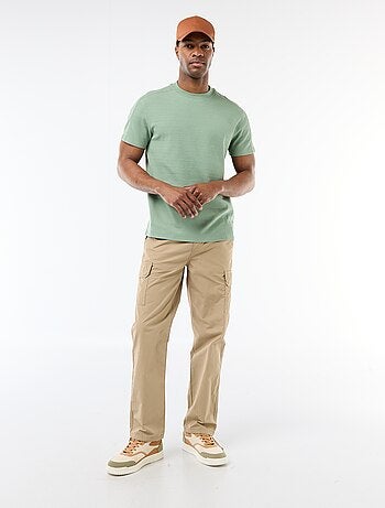 T-shirt à col rond et manches courtes en nid d'abeilles