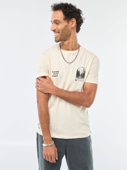 T-shirt à col rond et manches courtes imprimé - Kiabi