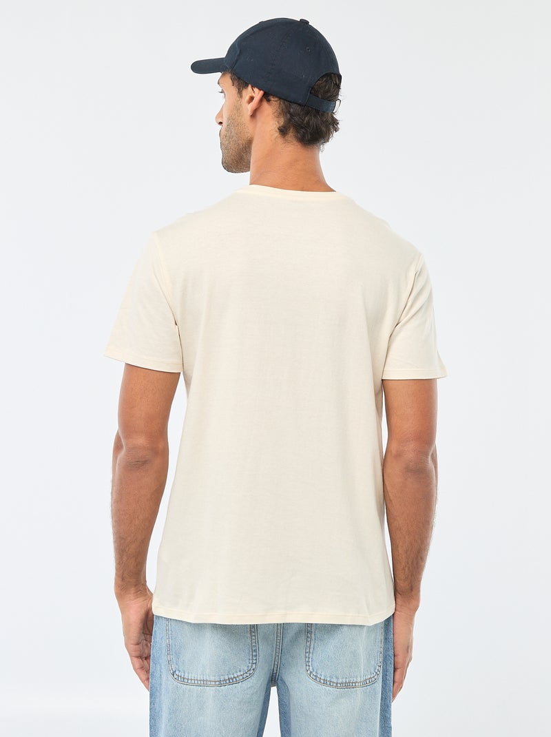 T-shirt à col rond et manches courtes imprimé Blanc - Kiabi