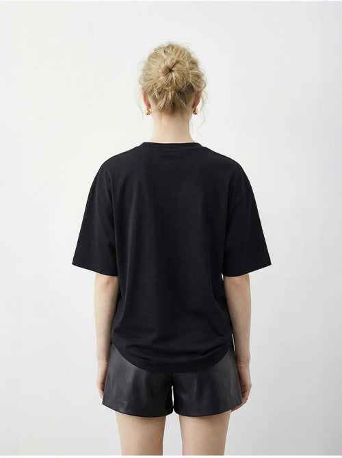 T-shirt à col rond et sequins imprimé léopard lucci - Kiabi