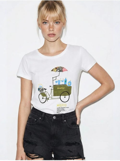 T-shirt à col rond imprimé brodé lucci - Kiabi T-shirt à col rond imprimé brodé lucci - Kiabi