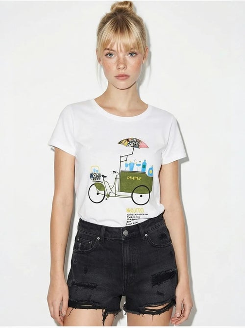 T-shirt à col rond imprimé brodé lucci - Kiabi T-shirt à col rond imprimé brodé lucci - Kiabi