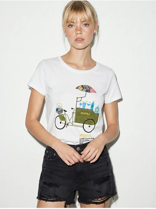 T-shirt à col rond imprimé brodé lucci - Kiabi T-shirt à col rond imprimé brodé lucci - Kiabi