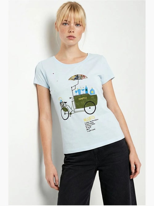 T-shirt à col rond imprimé brodé lucci - Kiabi T-shirt à col rond imprimé brodé lucci - Kiabi