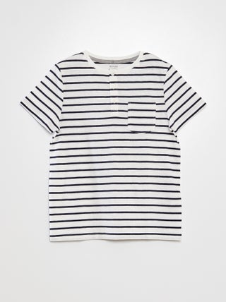 T-shirt à col tunisien avec rayures