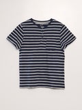 T-shirt à col tunisien avec rayures Bleu marine - Kiabi