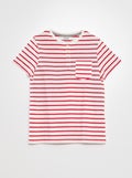 T-shirt à col tunisien avec rayures Rouge - Kiabi