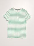 T-shirt à col tunisien avec rayures Vert/blanc - Kiabi