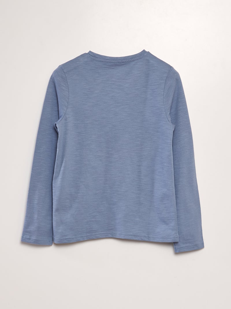 T-shirt à col tunisien Bleu - Kiabi