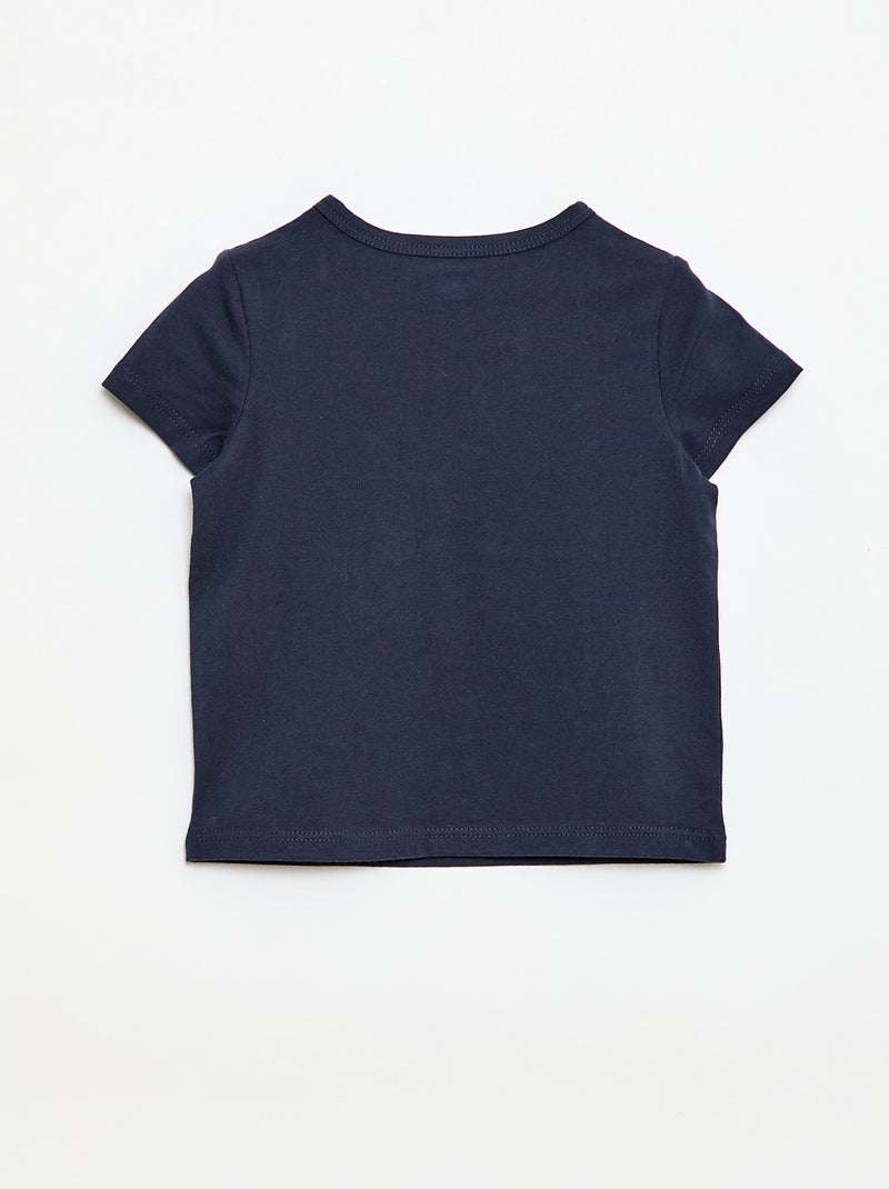 T-shirt à col tunisien boutonné Bleu - Kiabi