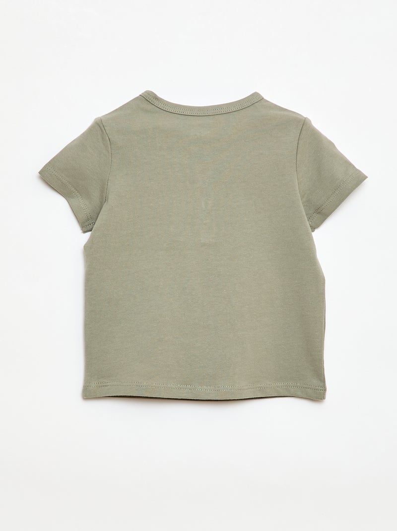T-shirt à col tunisien boutonné Vert - Kiabi