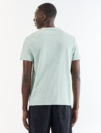 T-shirt homme uni à col tunisien