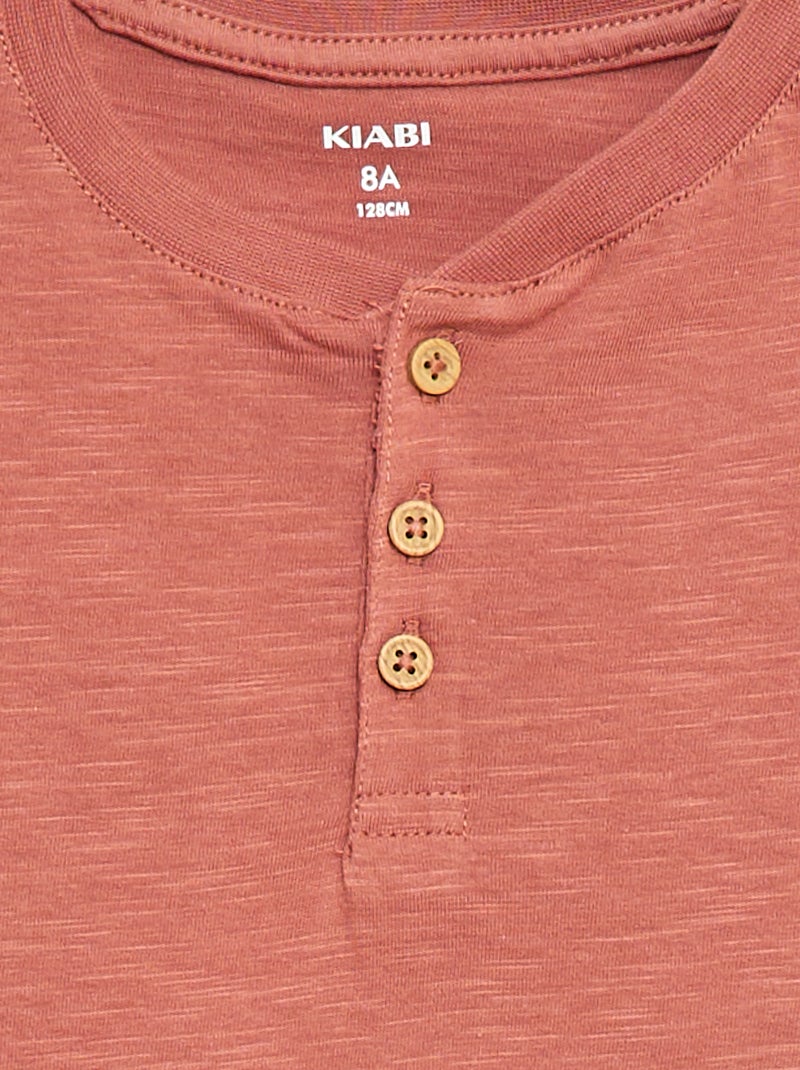 T-shirt à col tunisien Marron - Kiabi
