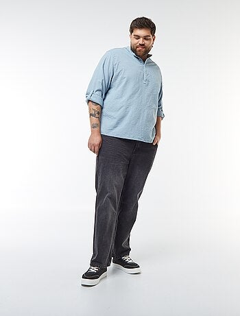 T-shirt à col tunisien matière type crépon