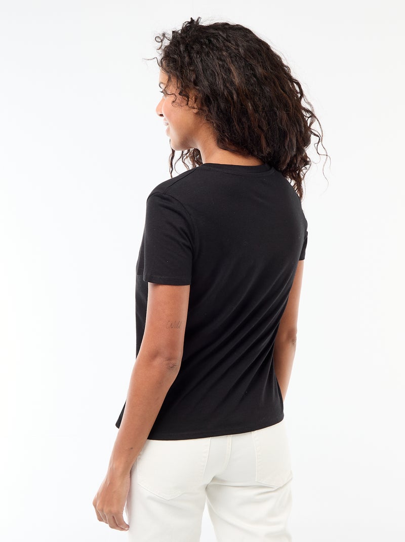 T-shirt à col V Noir - Kiabi