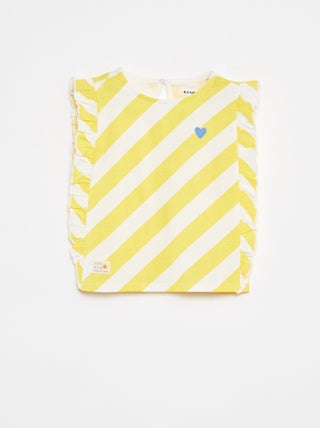 T-shirt à emmanchures volantées et à motif