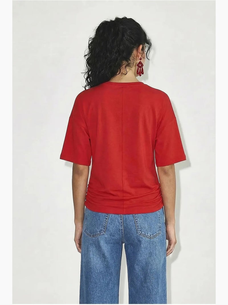 T-shirt à enfiler coupe classique, col rond lucci Rouge - Kiabi