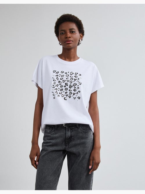 T-shirt à imprimé feuillet d’aluminium, mo fashion - Kiabi