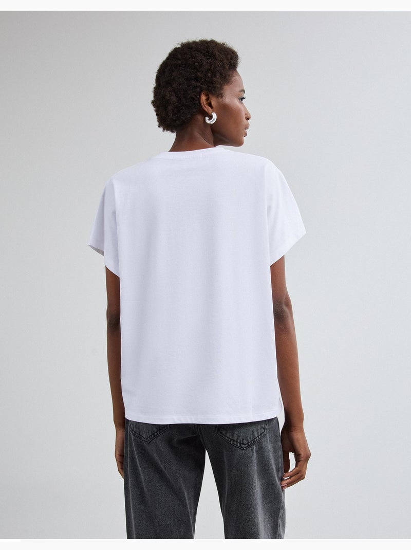 T-shirt à imprimé feuillet d’aluminium, mo fashion Blanc - Kiabi