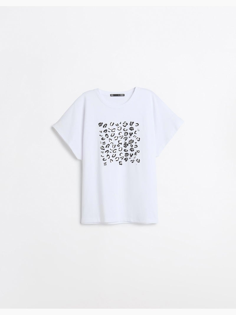 T-shirt à imprimé feuillet d’aluminium, mo fashion Blanc - Kiabi