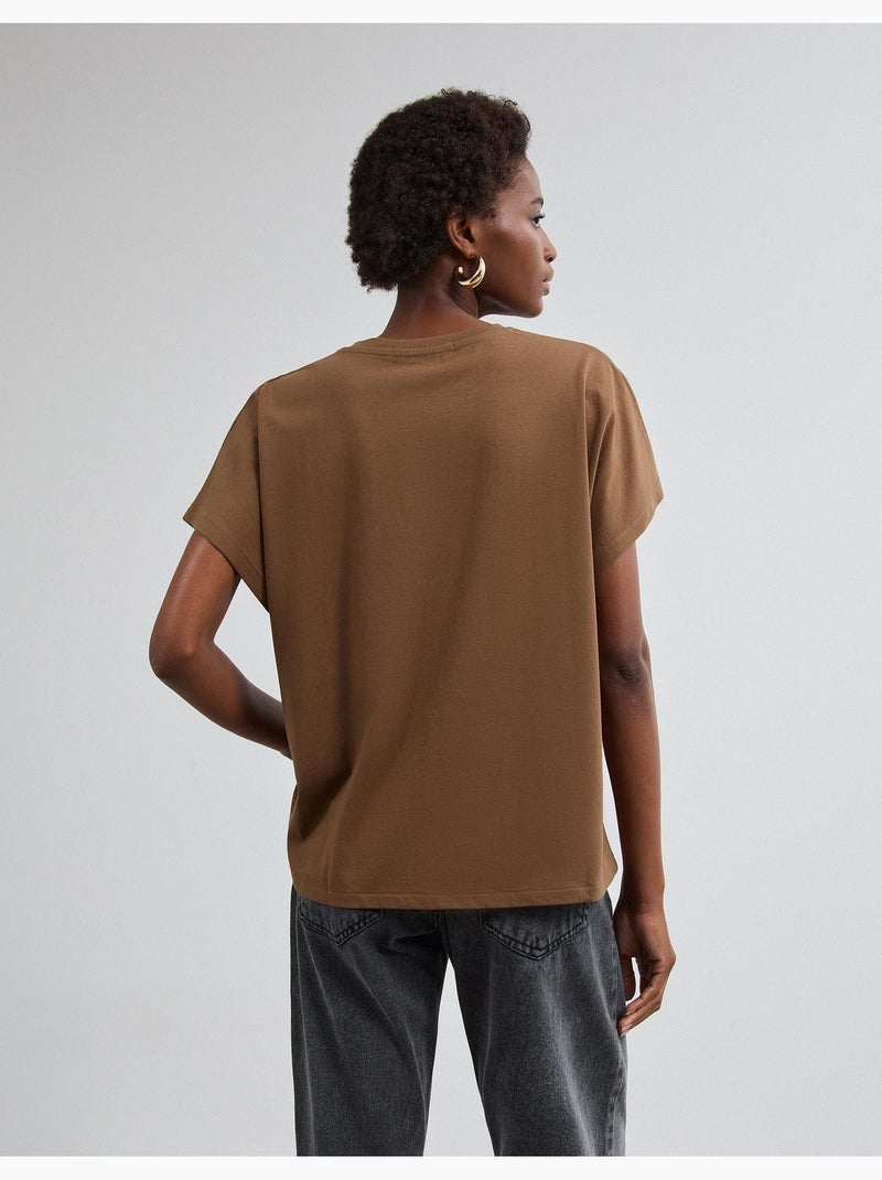 T-shirt à imprimé feuillet d’aluminium, mo fashion Marron - Kiabi